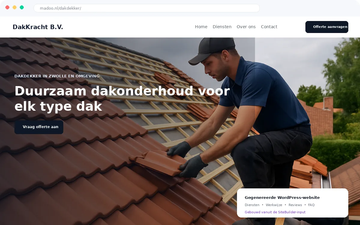 Preview van DakKracht B.V., gegenereerd met Nexivo