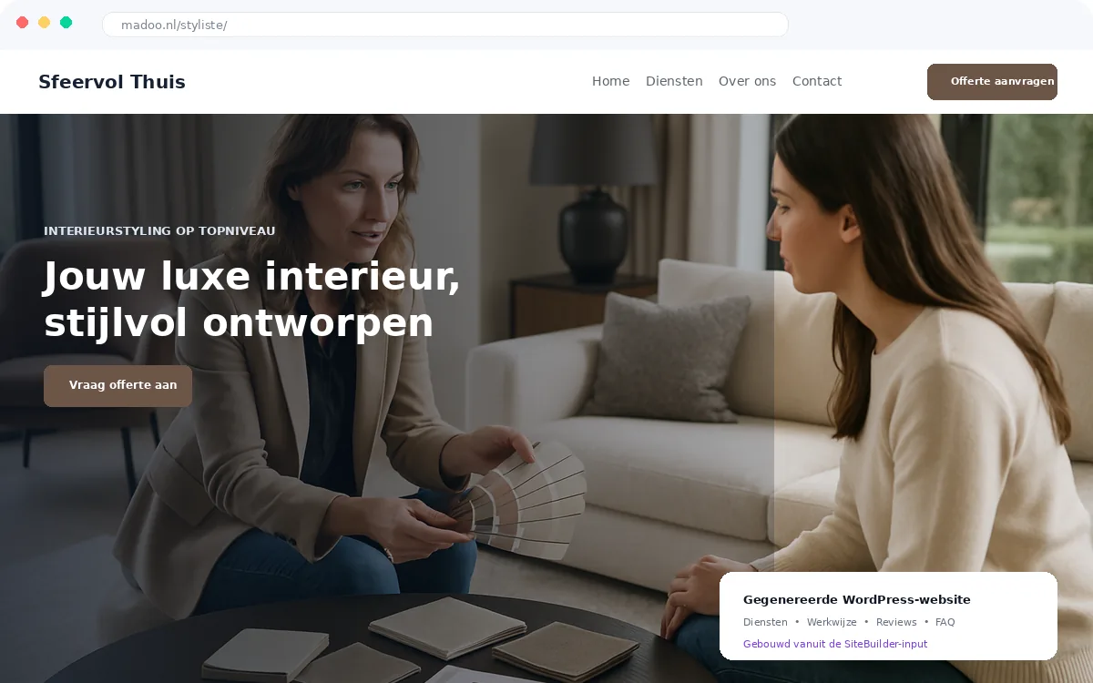 Preview van Sfeervol Thuis, gegenereerd met Nexivo