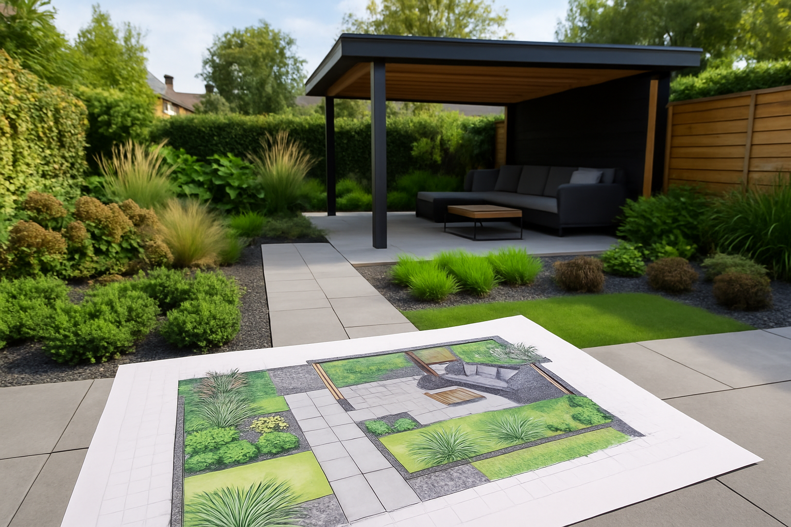 Tuinontwerp projectimpressie door GroenHart Tuinen B.V.